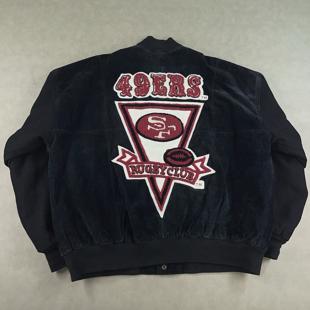 VTG DSJ‎ 96 90s San Francisco 49ers Rugby Club Suede Leather Jacket Mens Large